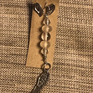 Earring angel wing set with necklace charm